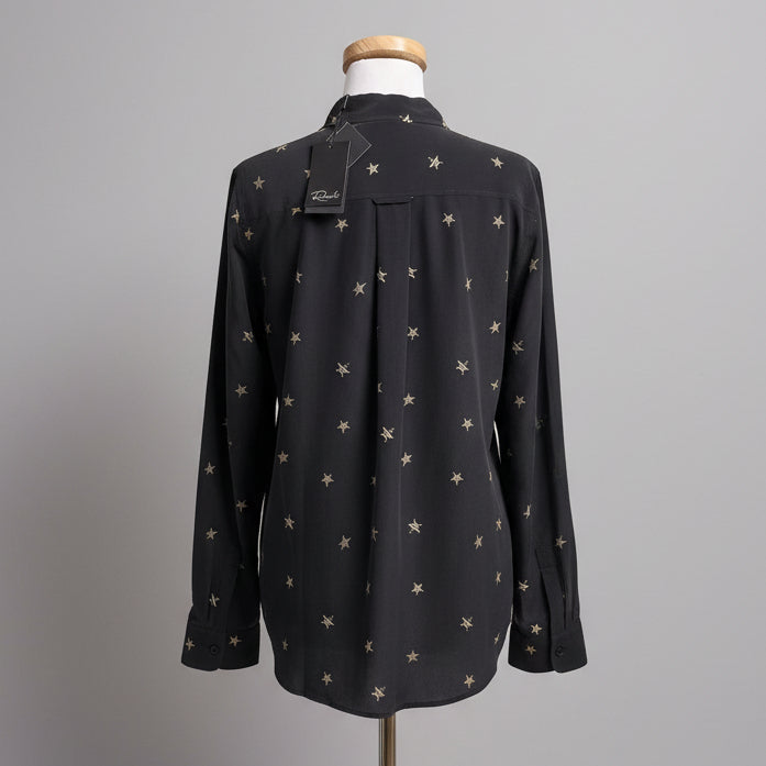 Rails black star print silk blouse, size M, NEW WITH TAGS!