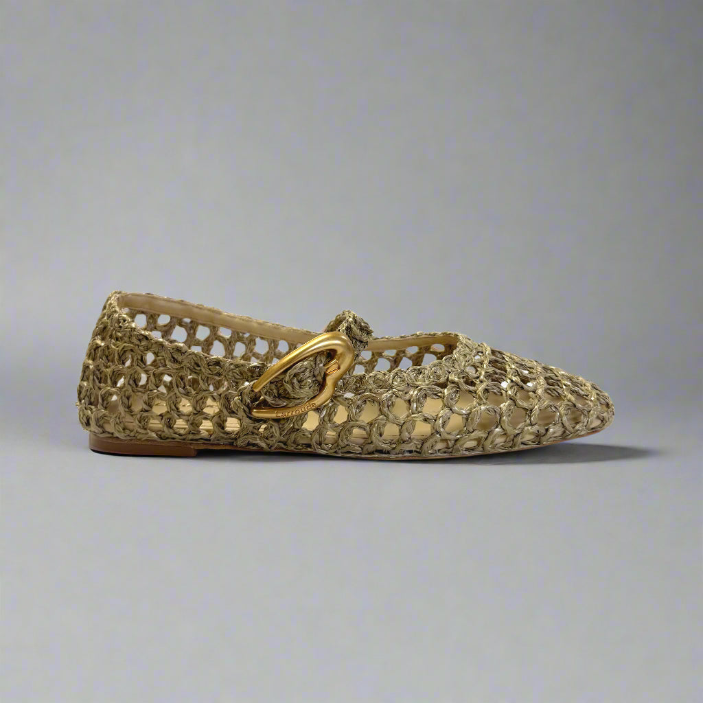 Laroude olive raffia Verona ballet flat, size 9, NEW IN BOX!