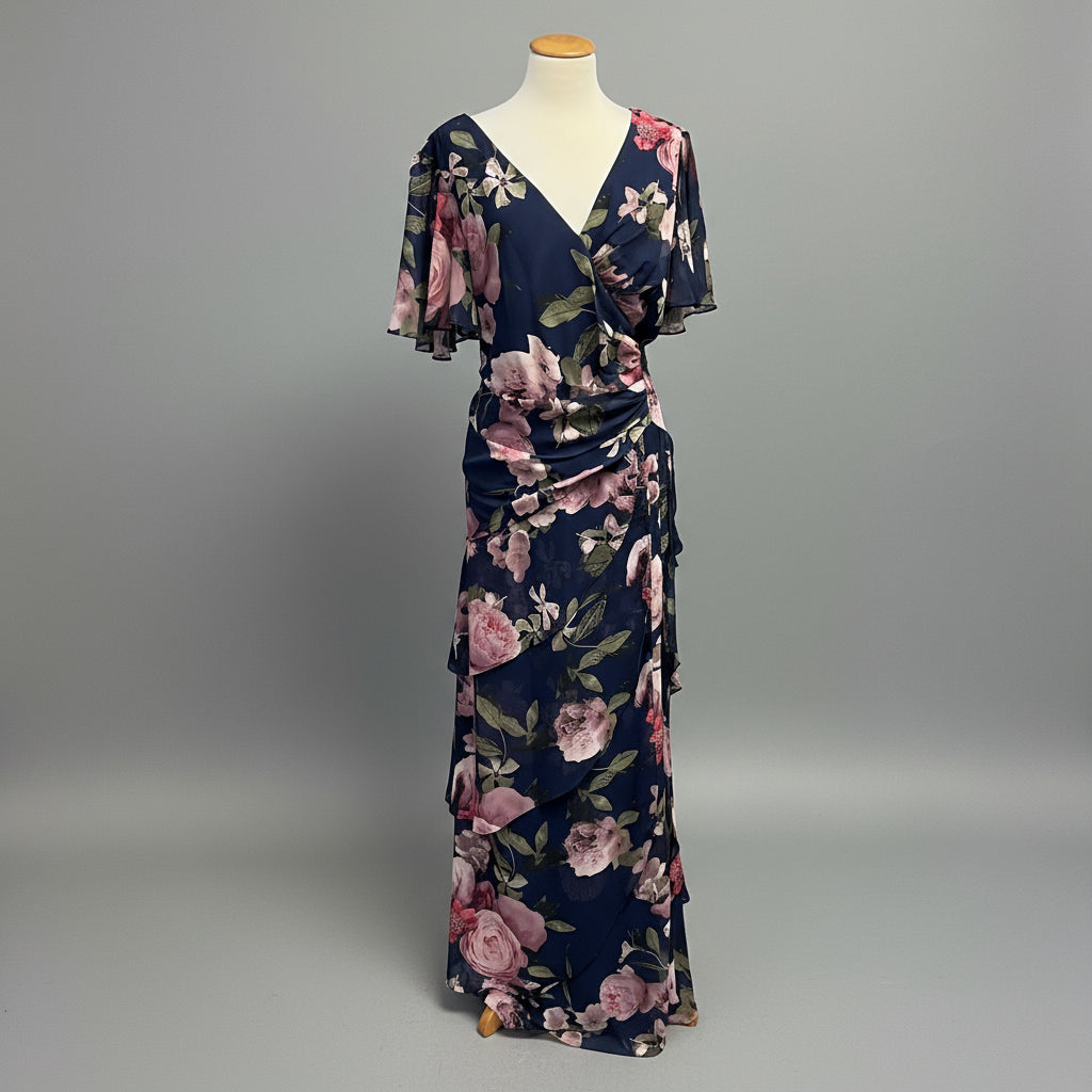 Xscape navy floral dress, size 16