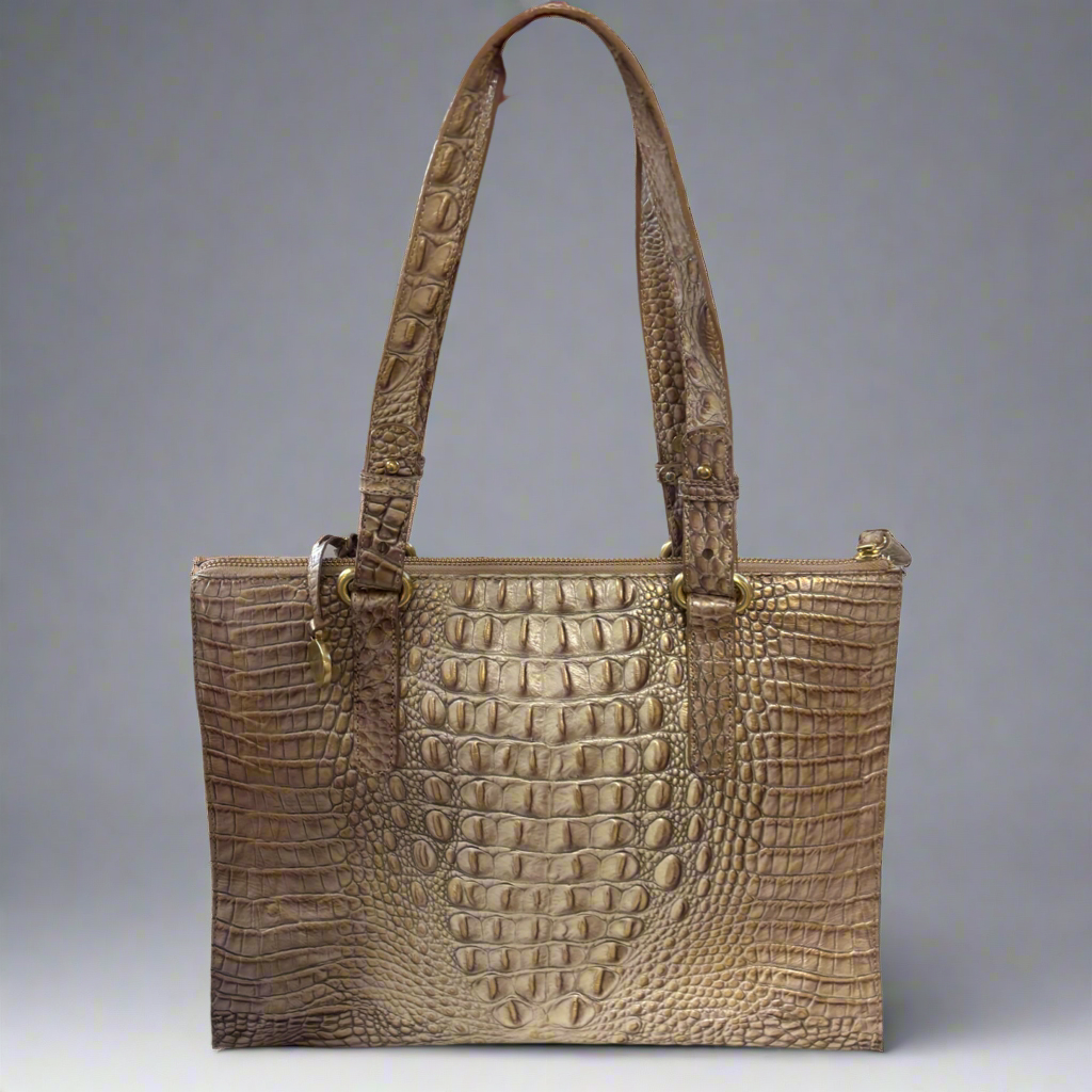 Brahmin tan croc-embossed Joan bag, LIKE NEW!