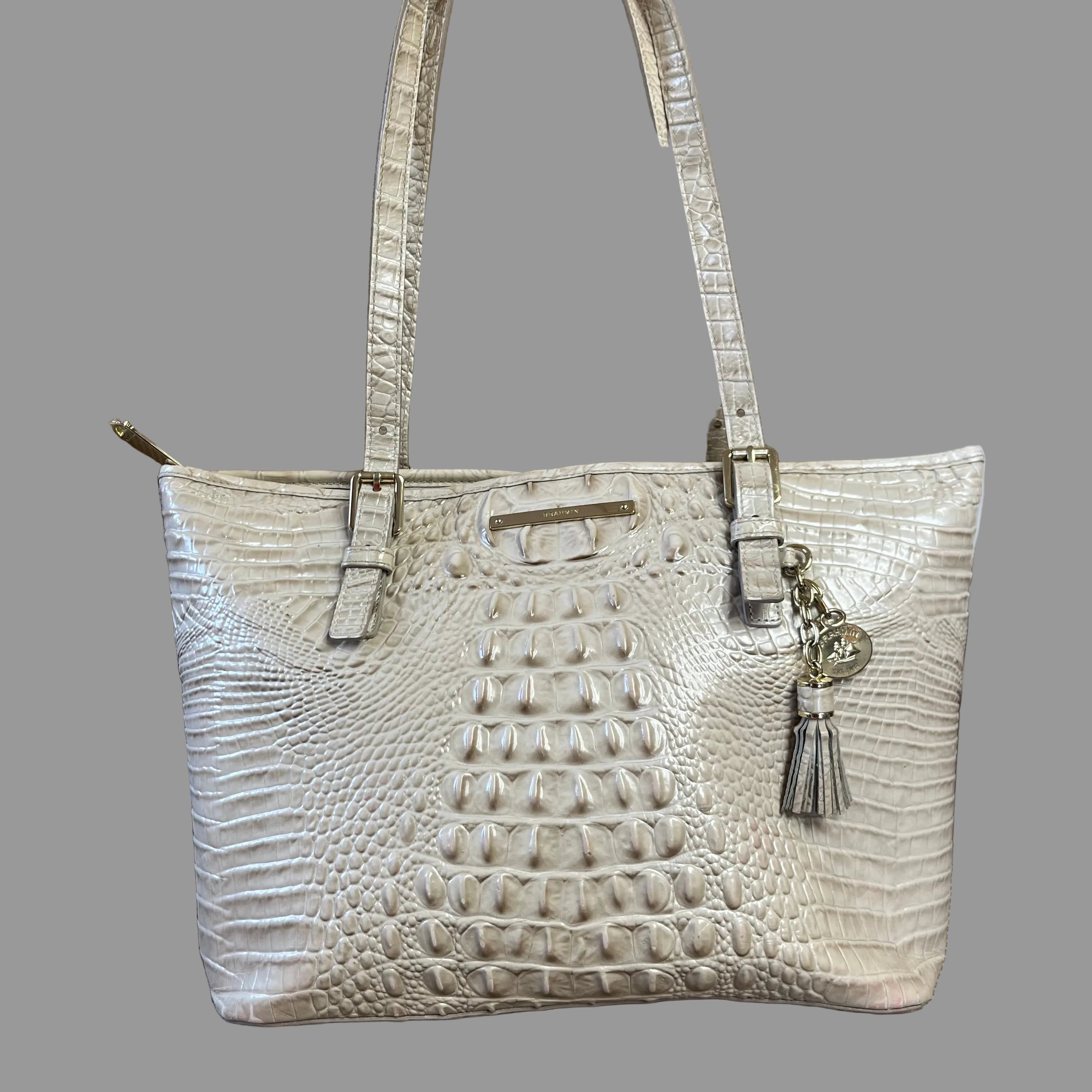 Brahmin cream "croc" tote, LIKE NEW!