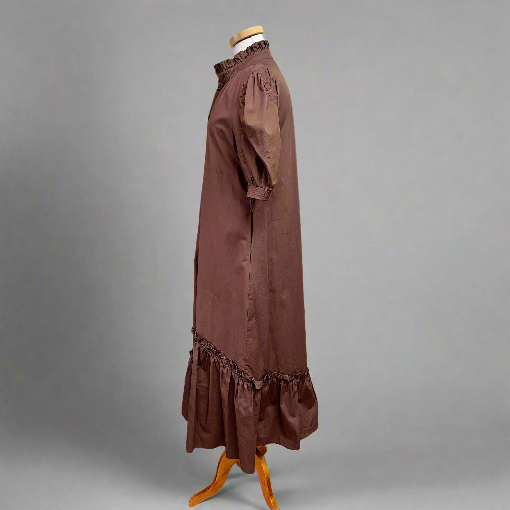 En Saison brown cotton puff sleeve dress, size M