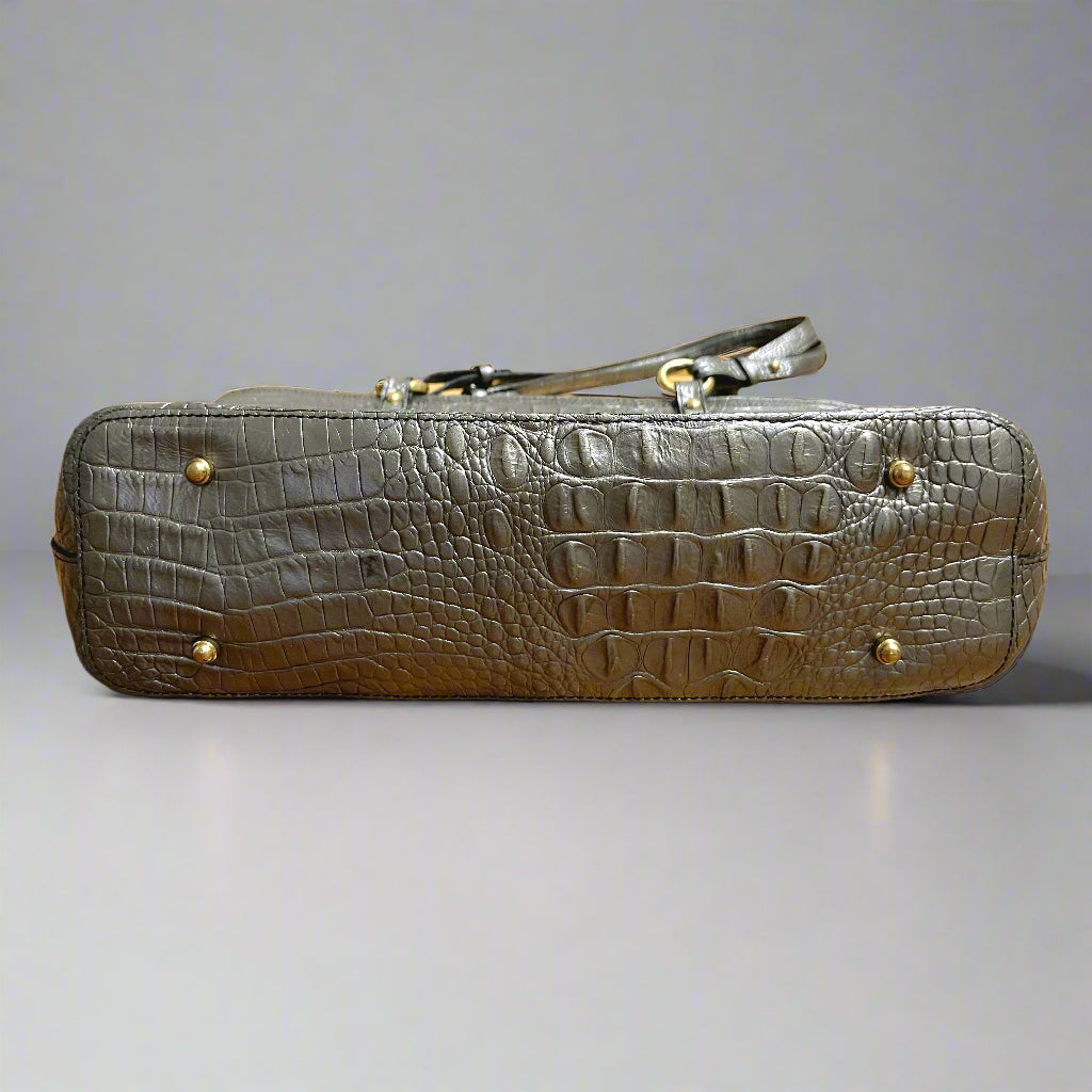 Brahmin pewter "croc" leather tote