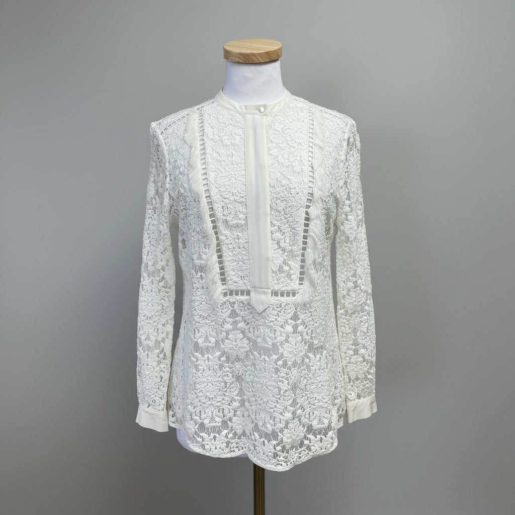 Rebecca Taylor ivory lace blouse, size 4