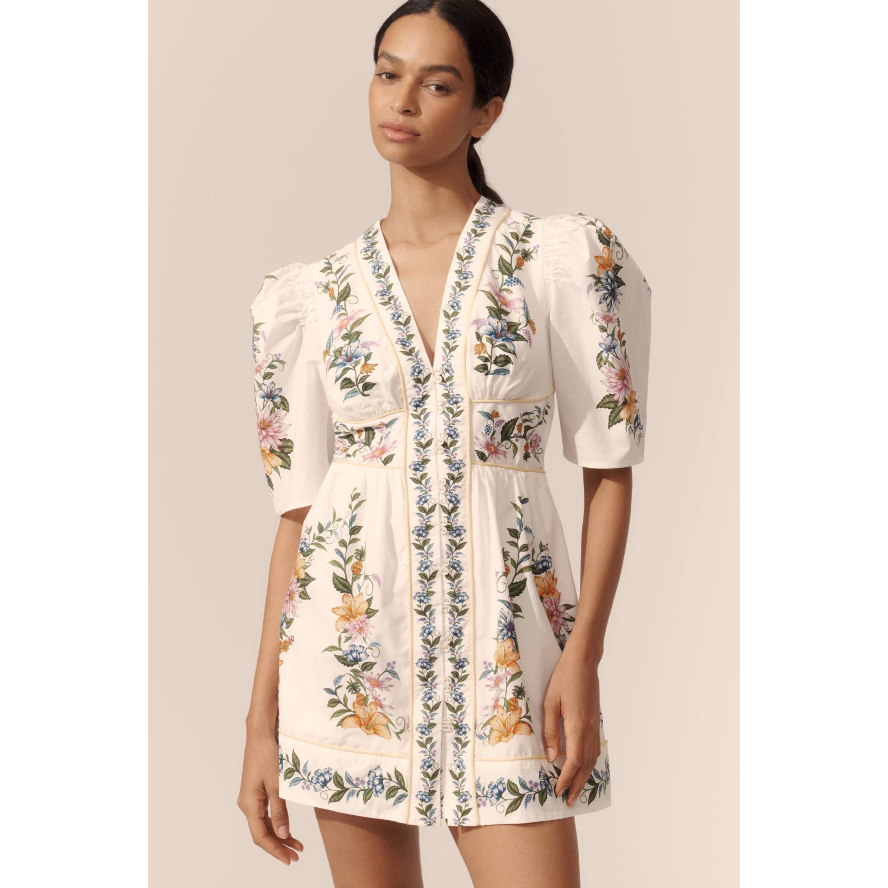 FARM Rio white Sweet Bloom Dreamscape dress, size M