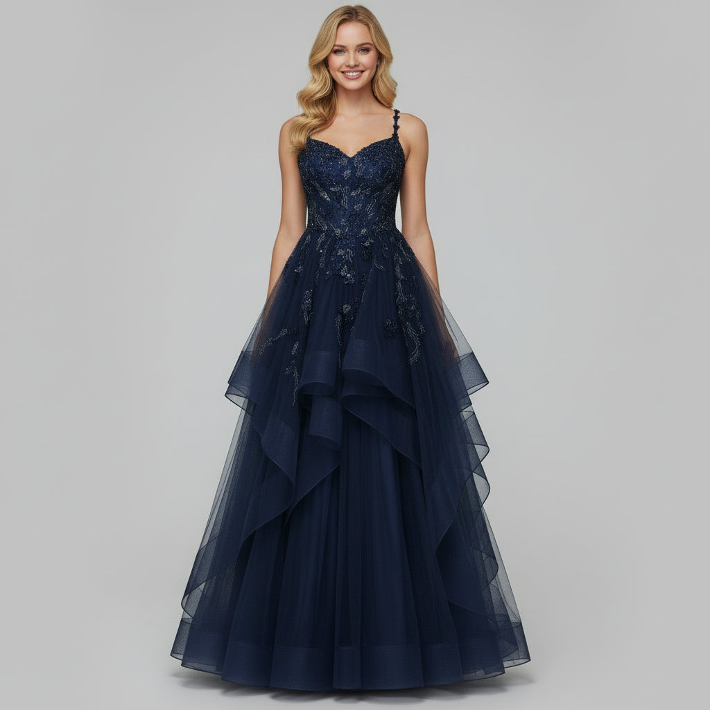 Alyce midnight blue dress, size 14, NEW WITH TAGS!