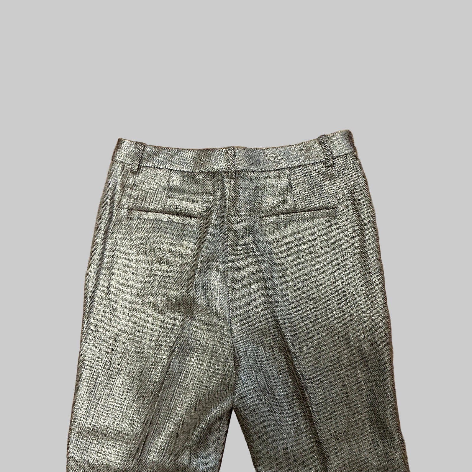 Lauren brown & gold metallic herringbone linen pants, size 4