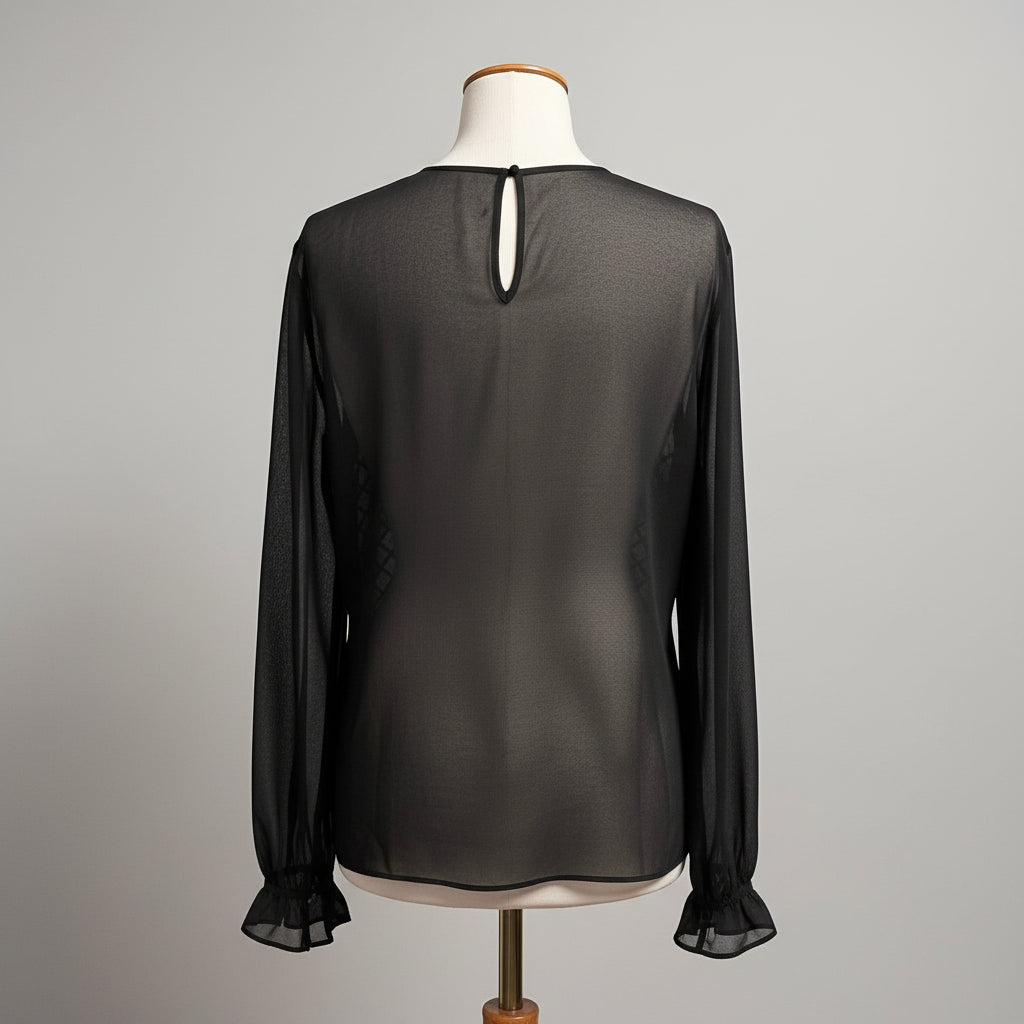 Ted Baker black blouse with gold bees, size S/M