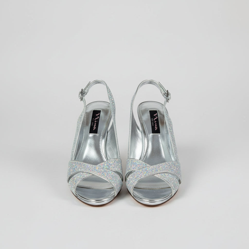 Nina silver Felice shoes, size 6, LIKE NEW!