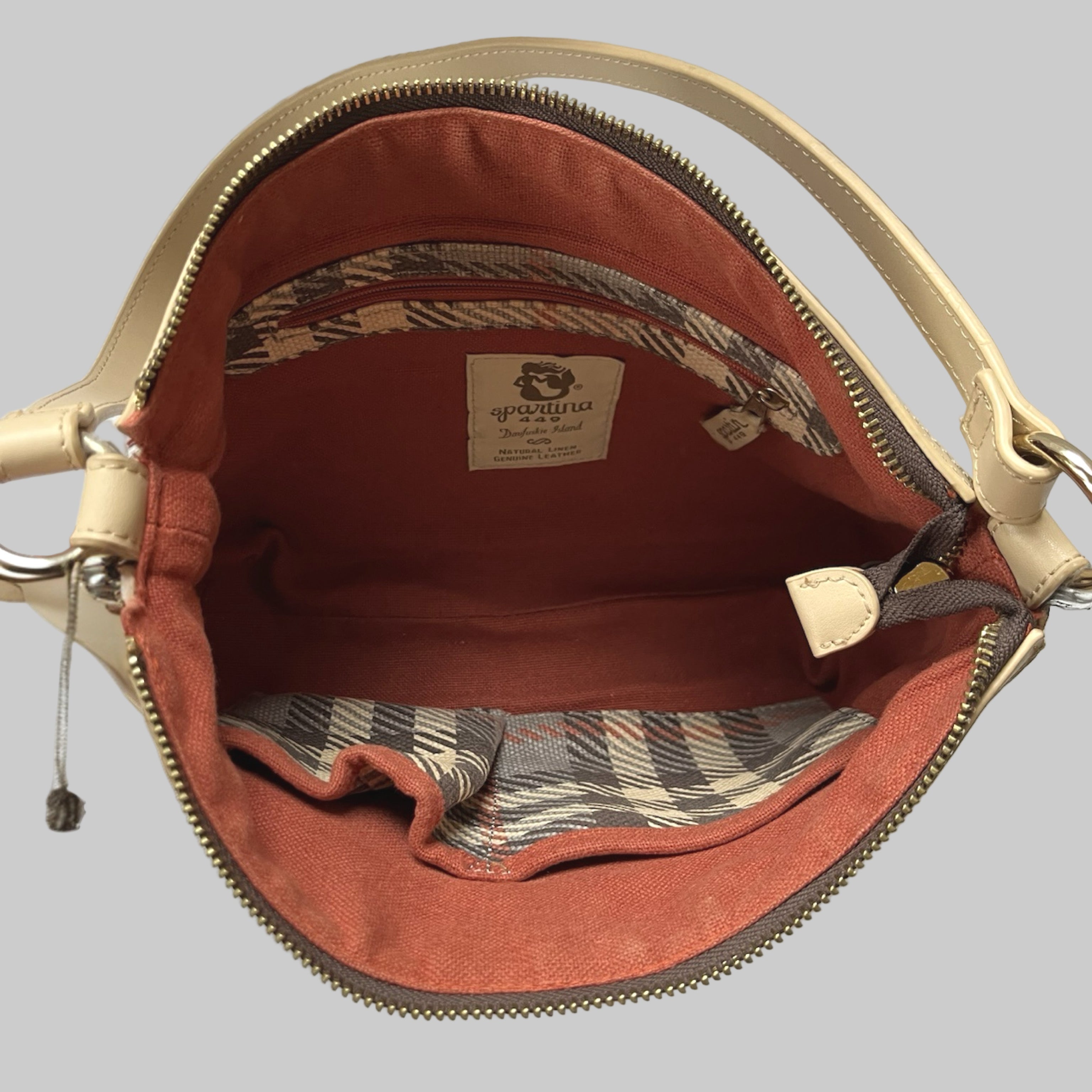 Spartina 449 Wymberly Simple Zip tan plaid bag