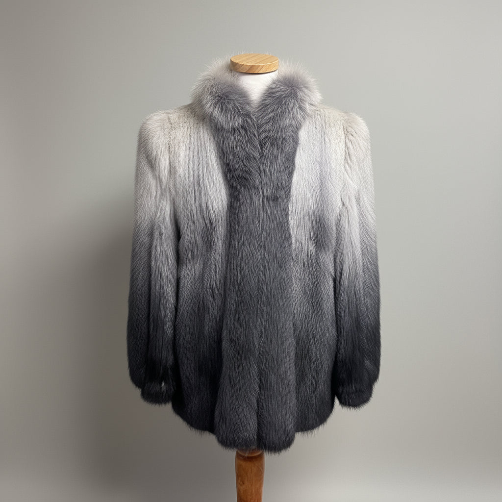 Avanti gray ombre mink and fox fur jacket, size 12