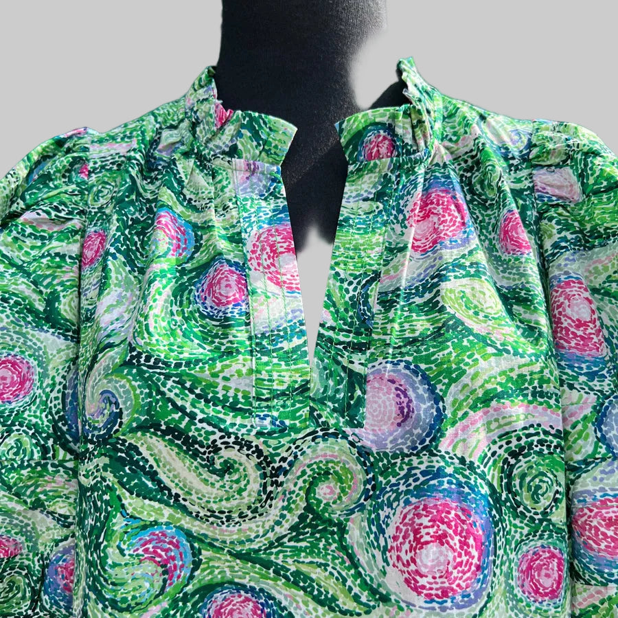 Jade emerald green Twisted Fields blouse, size M