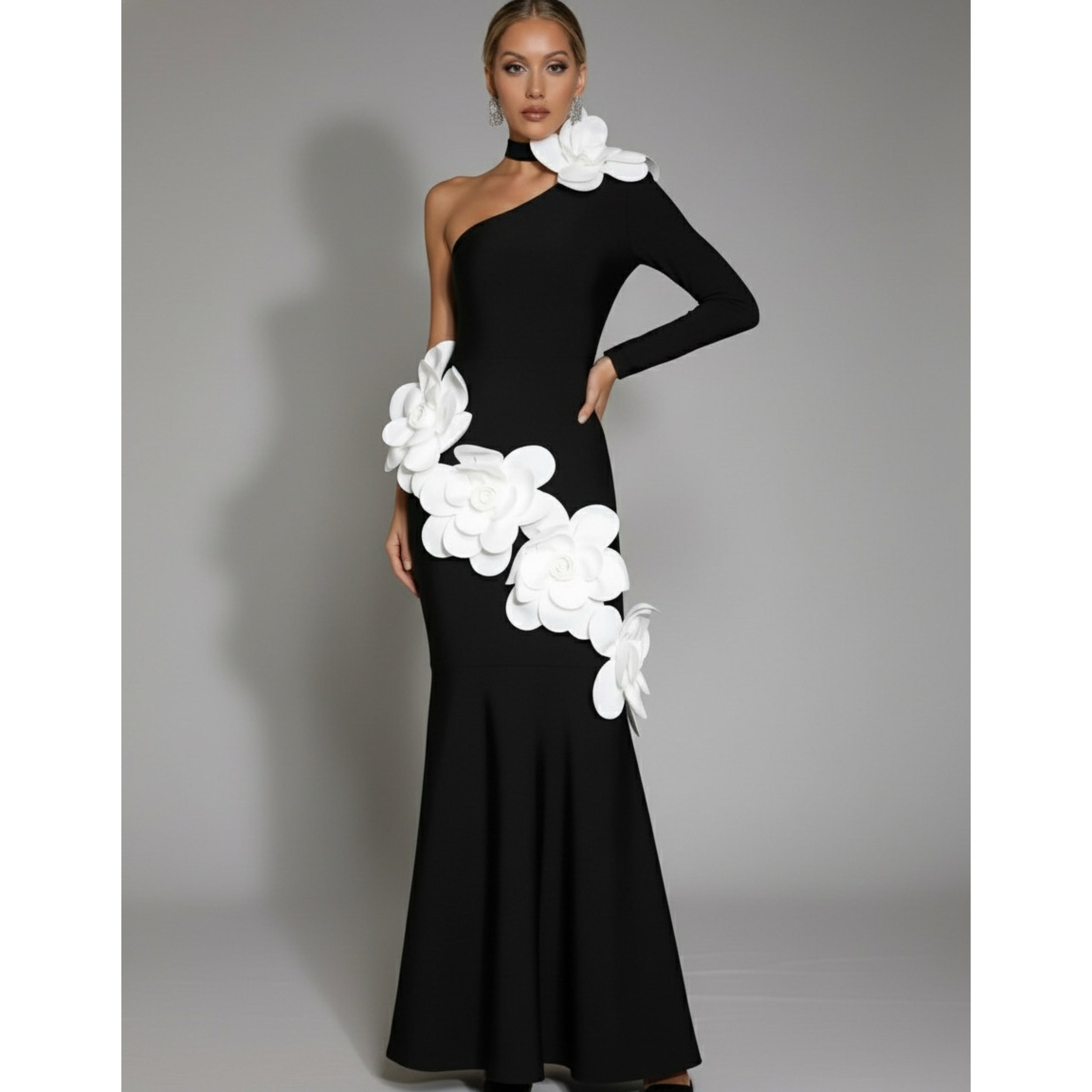 Productseeker black with white flowers dress, size S, BRAND NEW WITH TAGS!