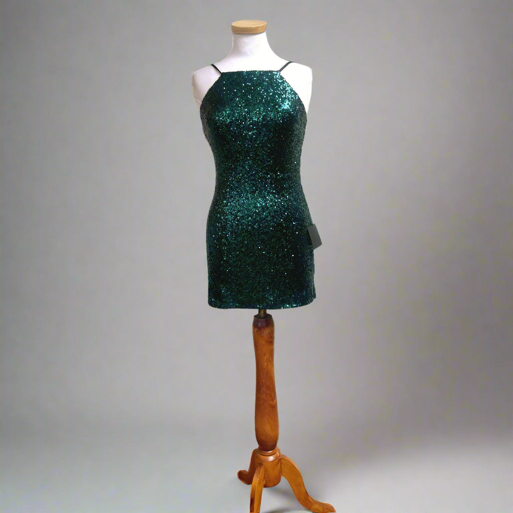 Lulu's green sequin dress, size XS, NEW WITH TAGS!