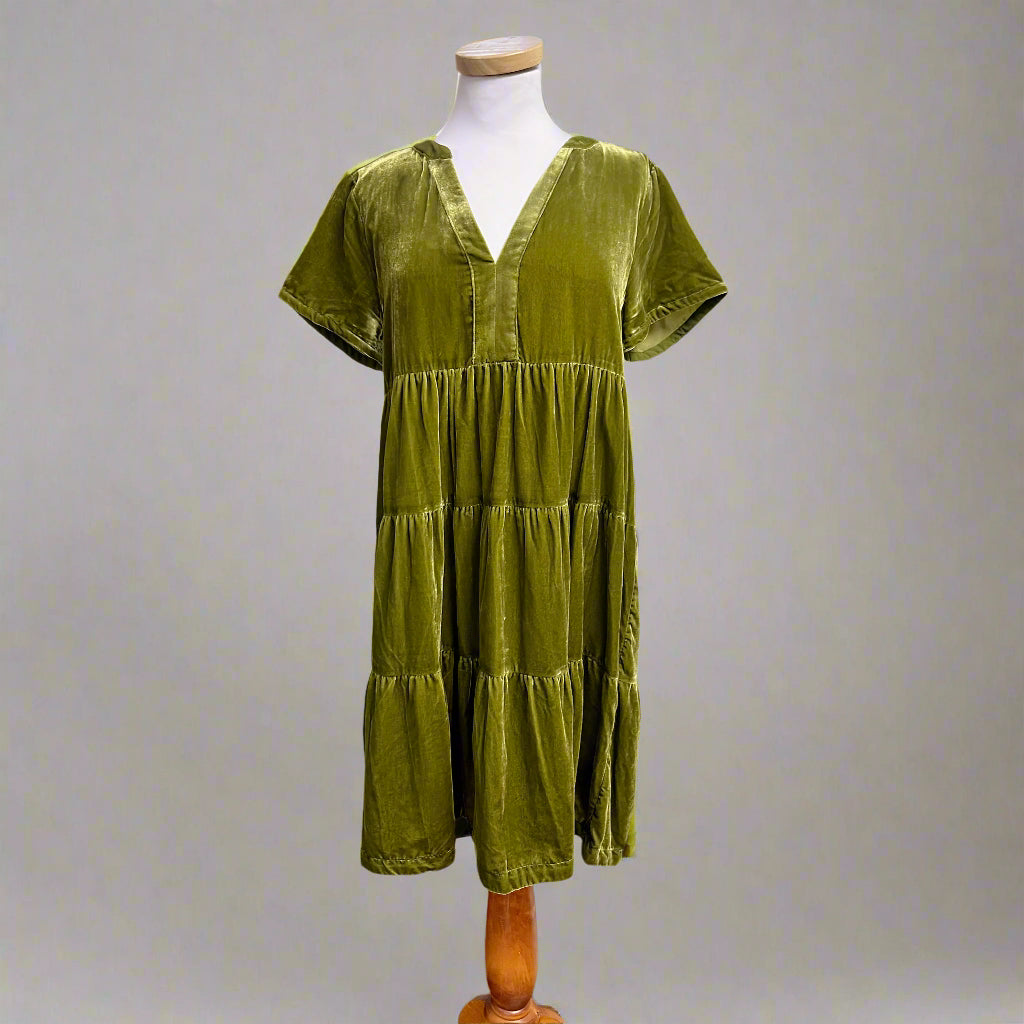 Maeve moss velour dress, size M