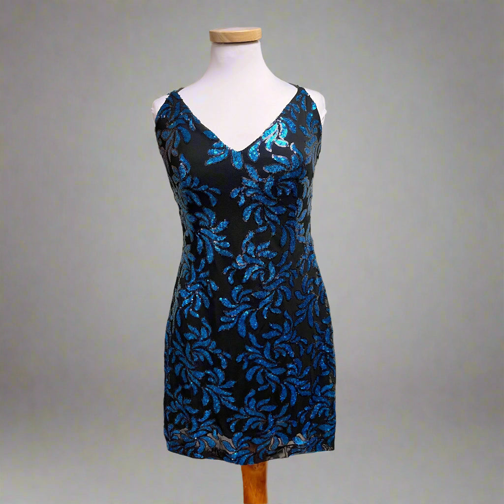 B. Darlin black and blue sequin dress, size 17/18