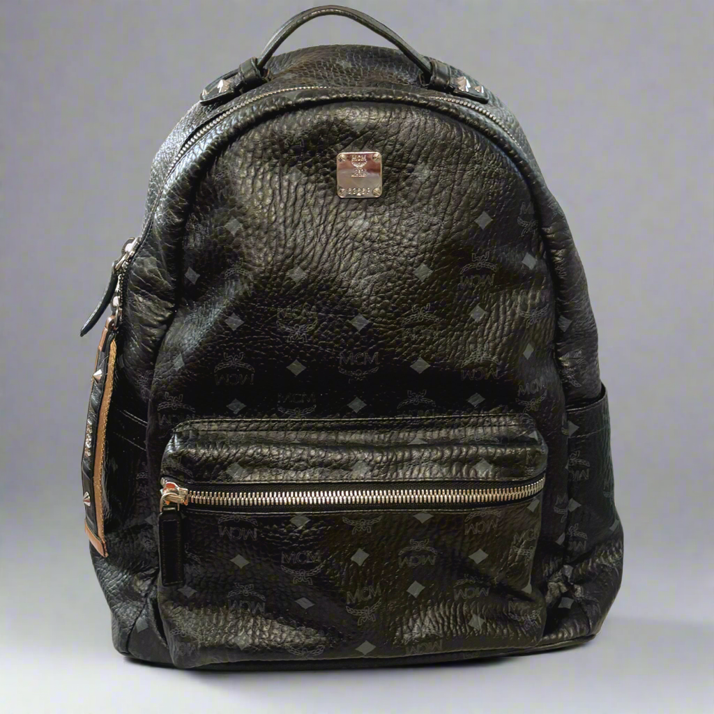 MCM black logo backpack
