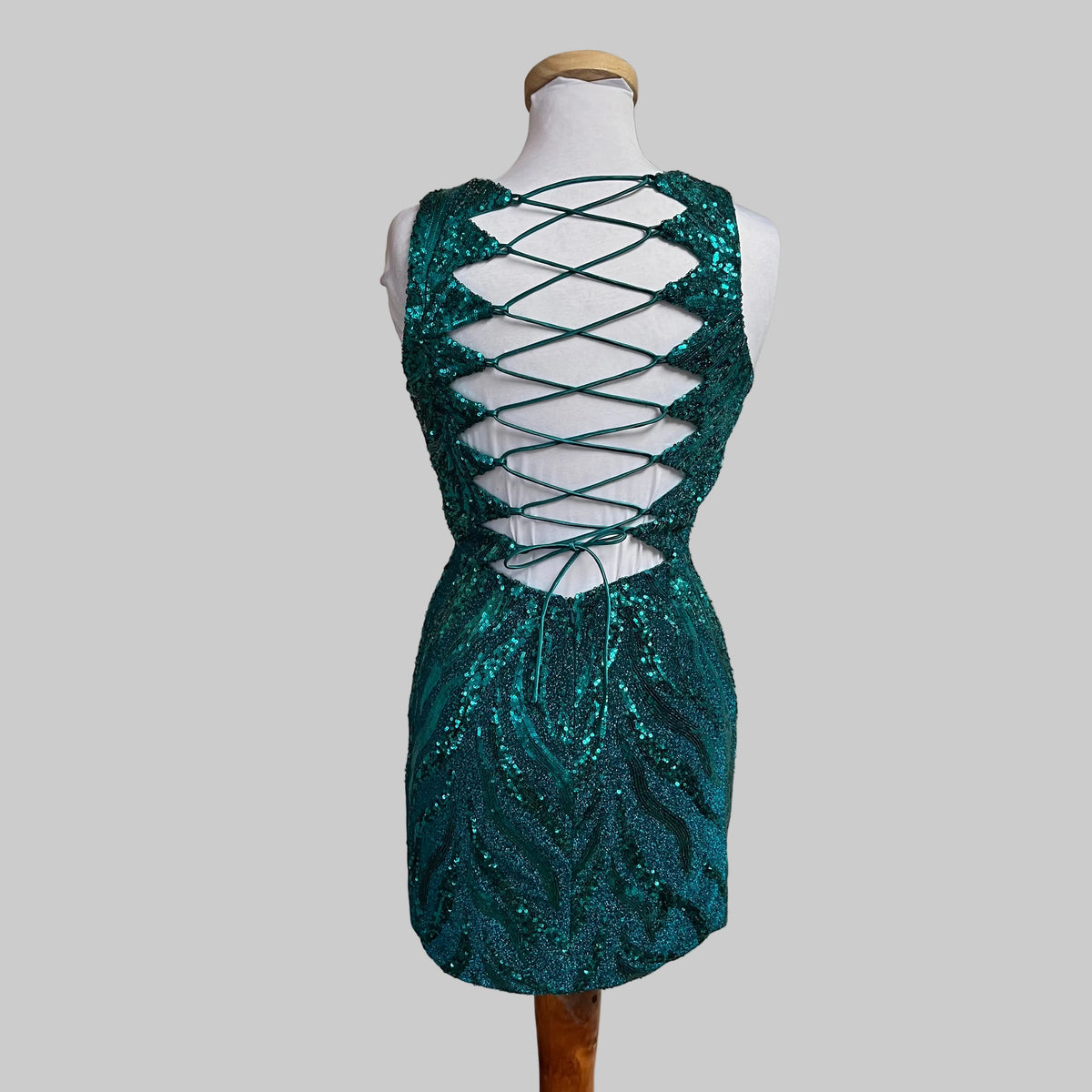 Alyce Paris teal sequin dress, size 00