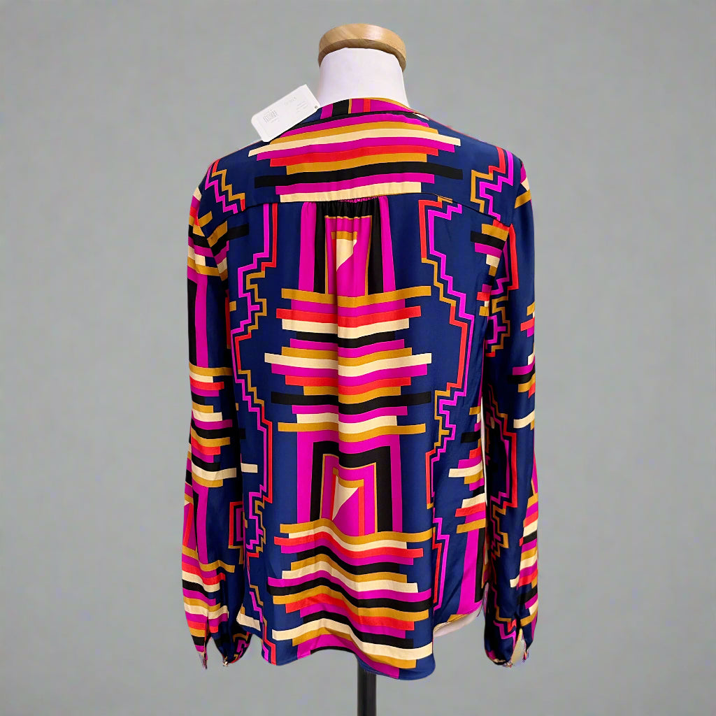 Alice & Trixie navy & magenta silk blouse, size S, NEW WITH TAGS!