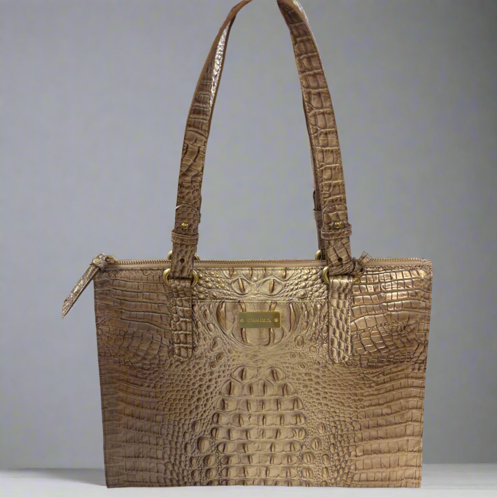 Brahmin tan croc-embossed Joan bag, LIKE NEW!