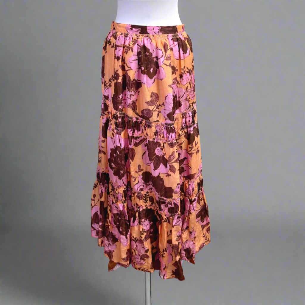 Significant Other peach floral maxi skirt, size 10