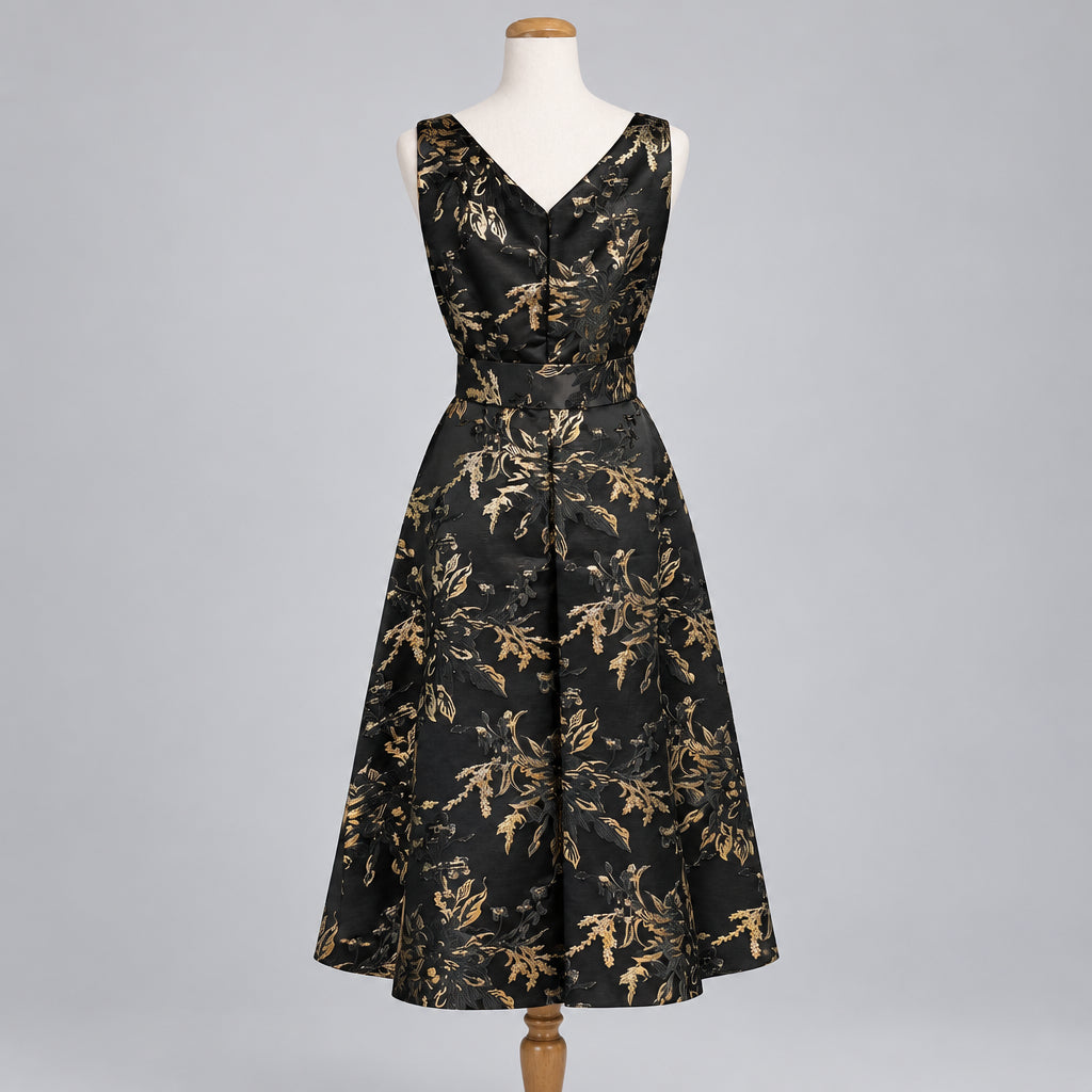 Talbots black and gold jacquard dress, size 4