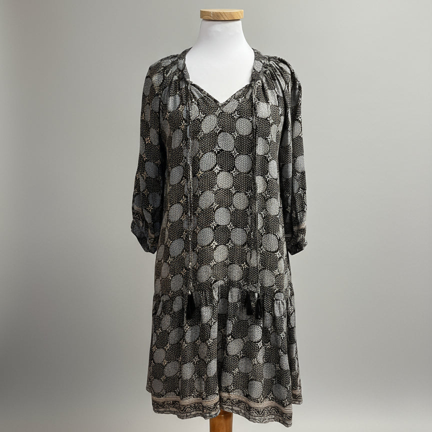Natalie Martin black and gray print dress, size XS