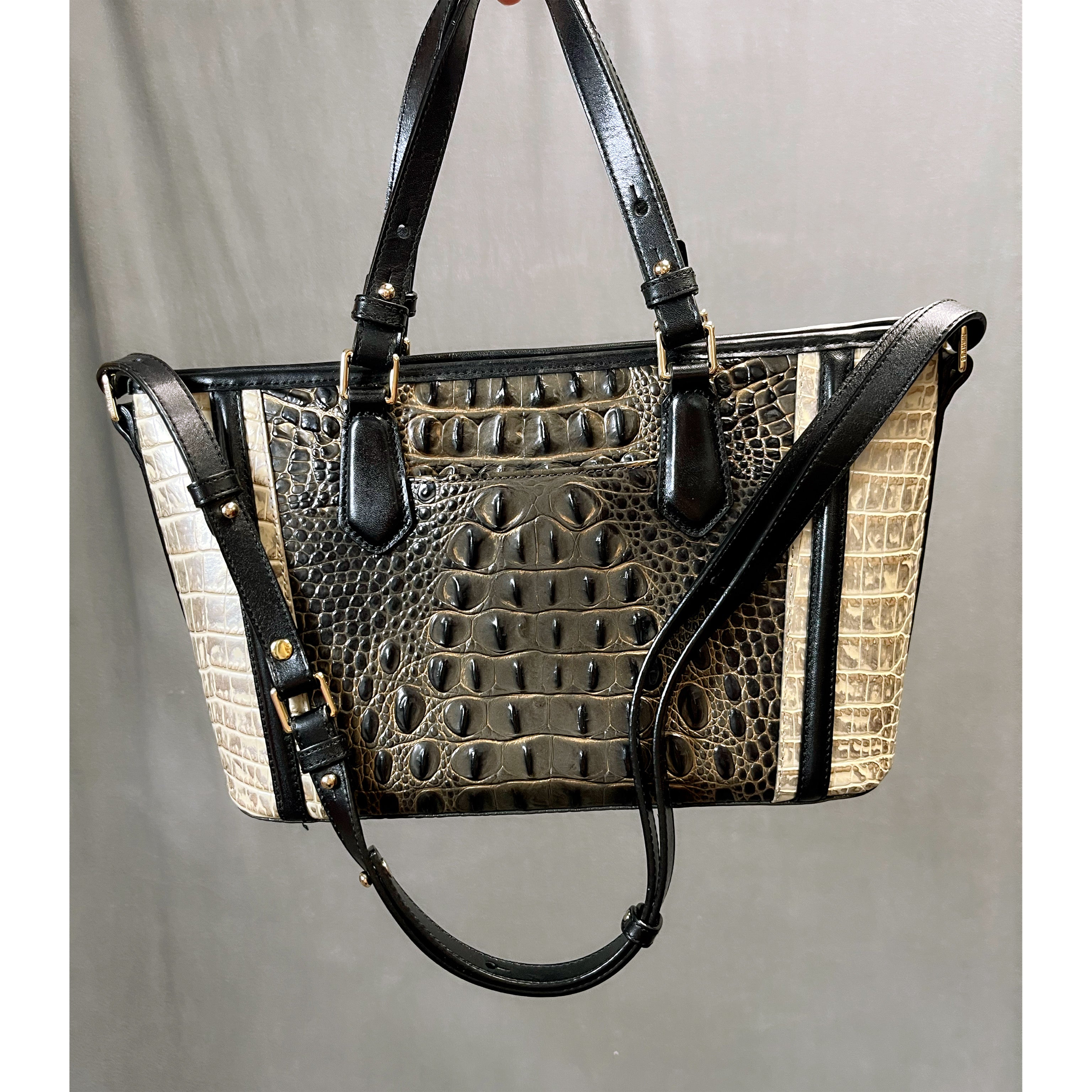 Brahmin black onyx and gold Mini Asher Tote