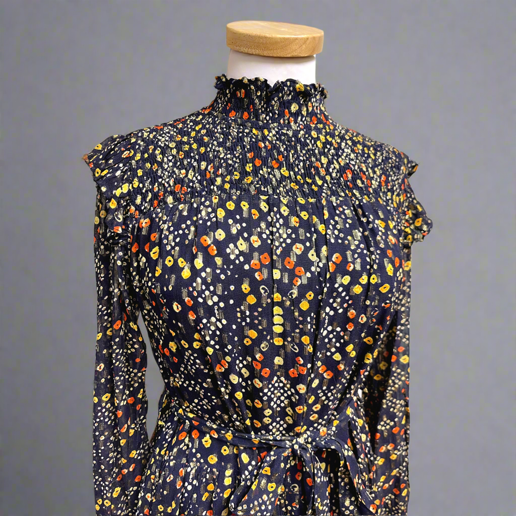 Oliphant navy floral maxi dress, size S, NEW WITH TAGS!