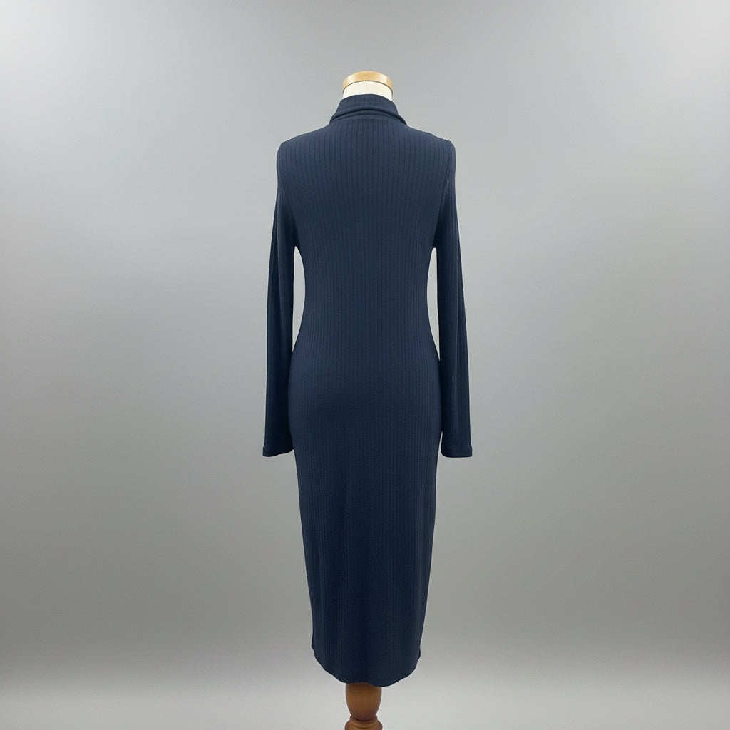 Madewell denim blue knit button-front midi dress, size M