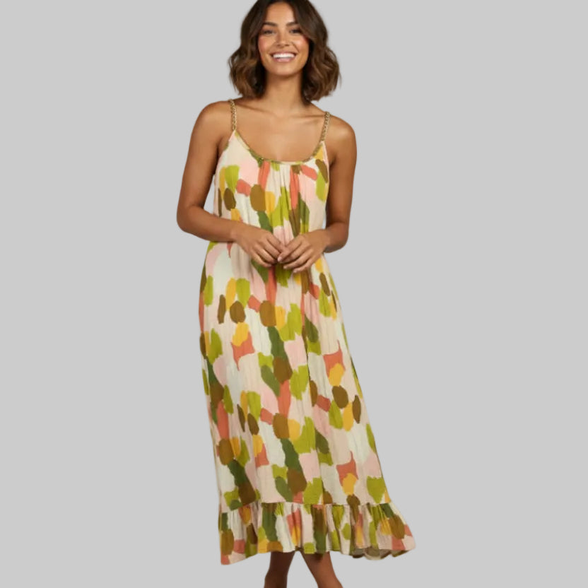 THML green and coral dress, size S