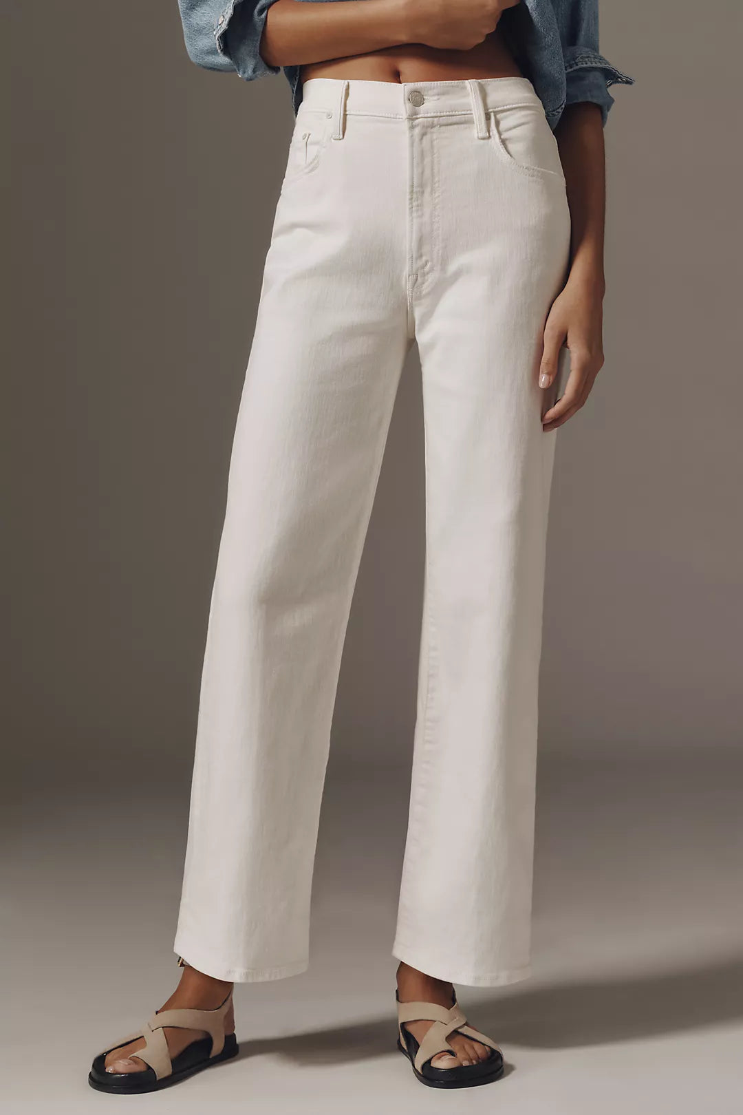 Mother ivory Lil Rambler Zip Ankle pant, Size 25, US Size 0