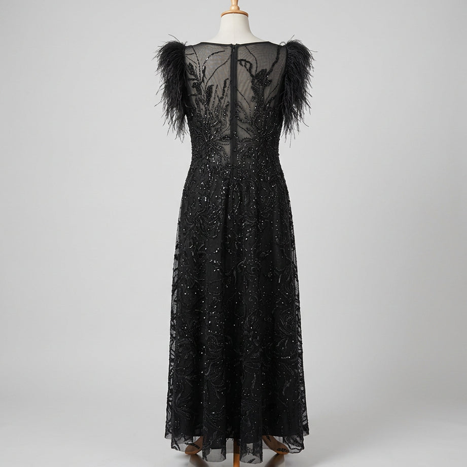 Mac Duggal black beaded dress, size 18