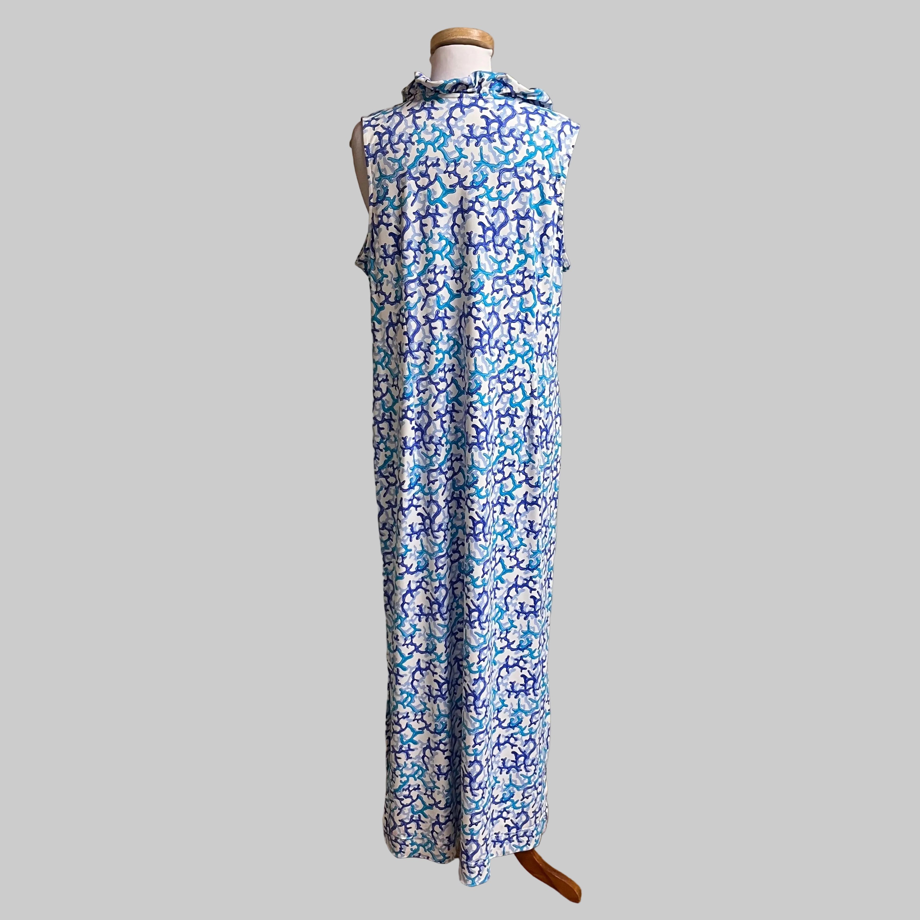 Lulu B white and blue print maxi, size L