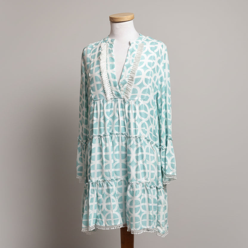 Kenny Flowers aqua and white Maldives dress, size XS, NEW WITH TAGS!