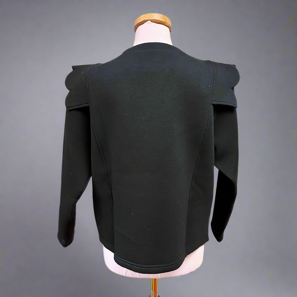 Compania Fantastica black scallop ruffle top, size S