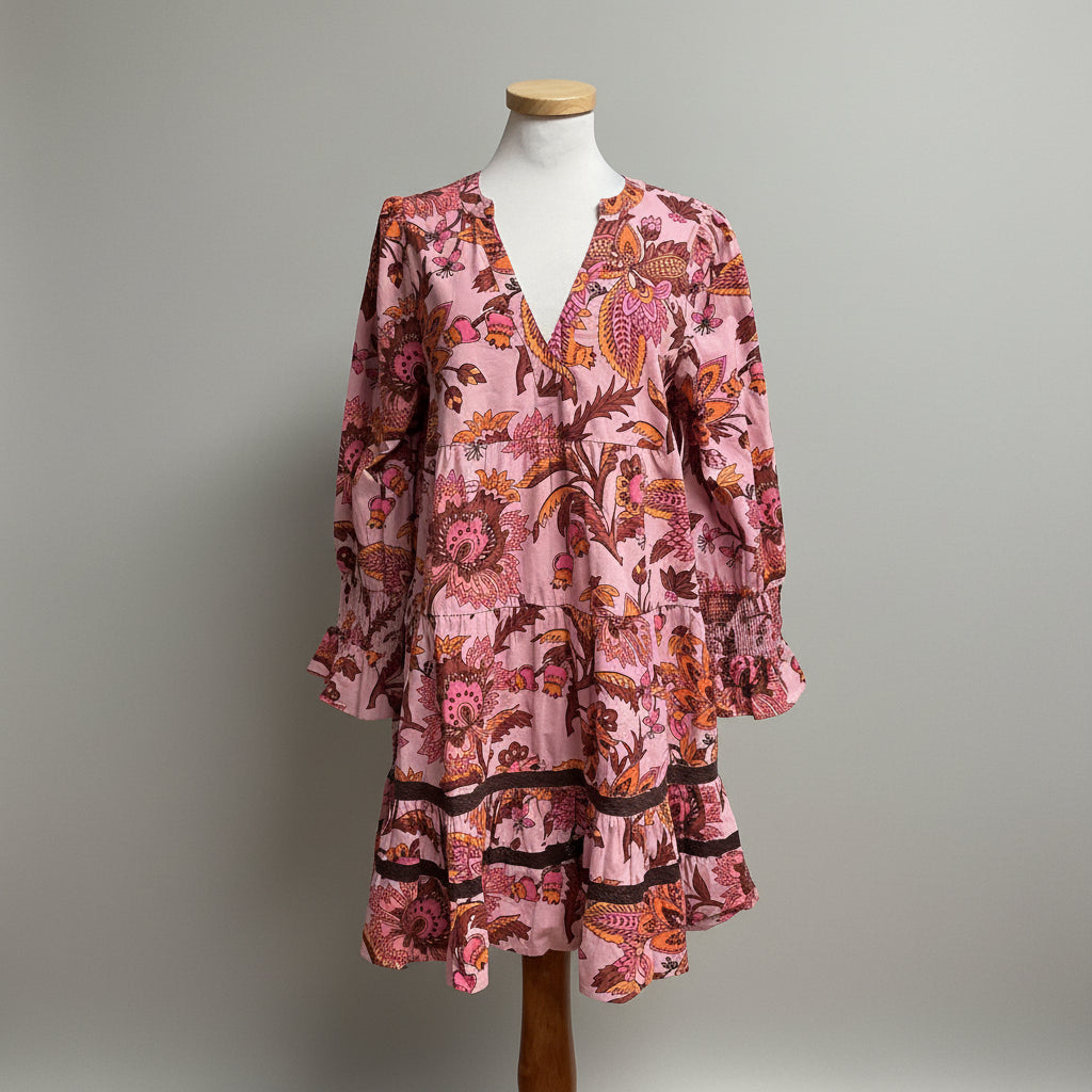 Tuckernuck pink floral Ornate Chintz dress, size L, NEW WITH TAGS!