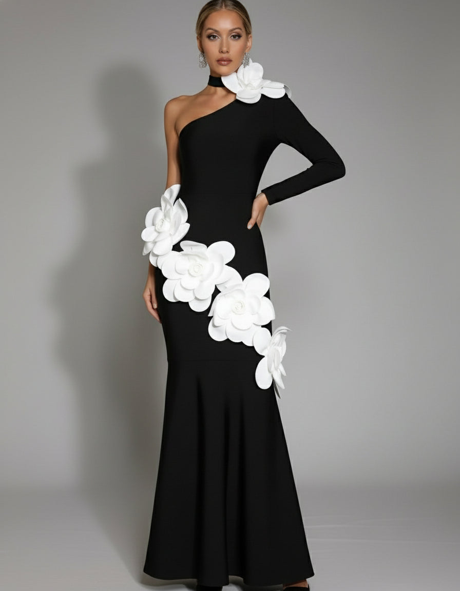 Productseeker black with white flowers dress, size S, BRAND NEW WITH TAGS!