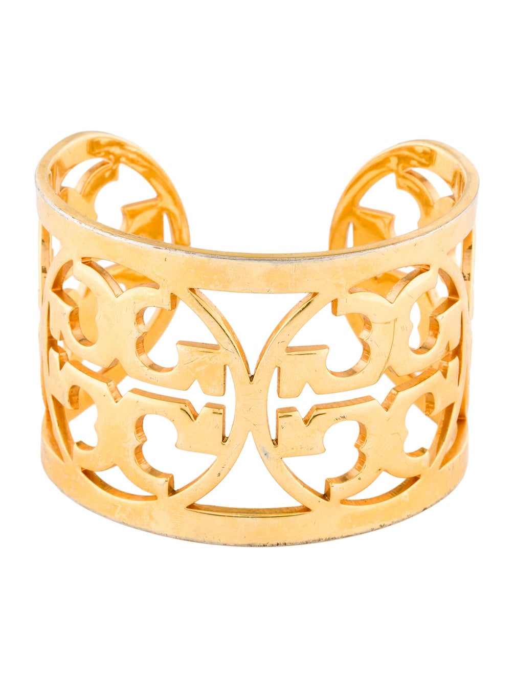 Tory Burch gold tone Reva Logo cuff bracelet