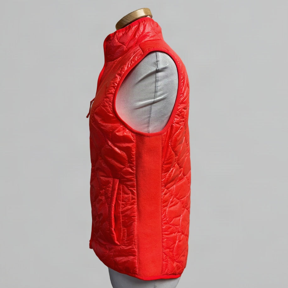 J. Crew neon coral quilted vest, size S