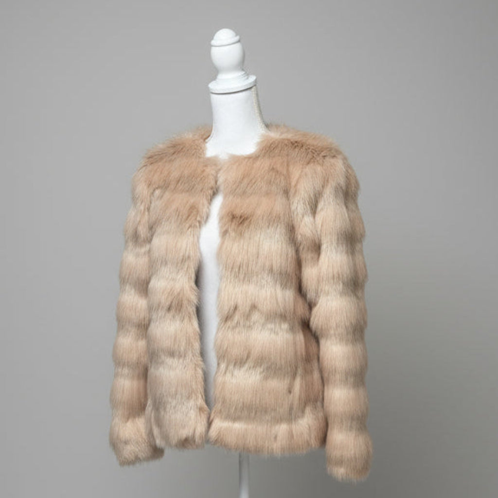 Live a Little blush faux fur jacket, size M