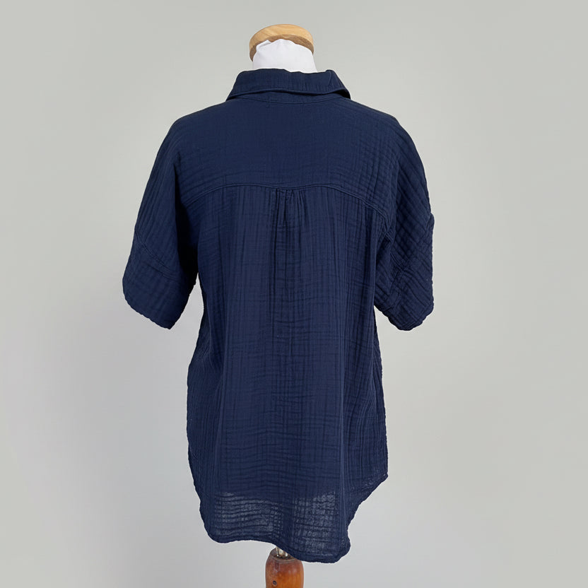 Michael Stars navy Gigi Popover top, size S, NEW WITH TAGS!