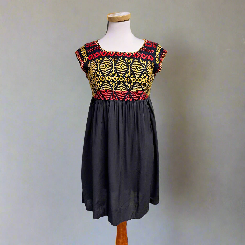 THML navy embroidered dress, size S