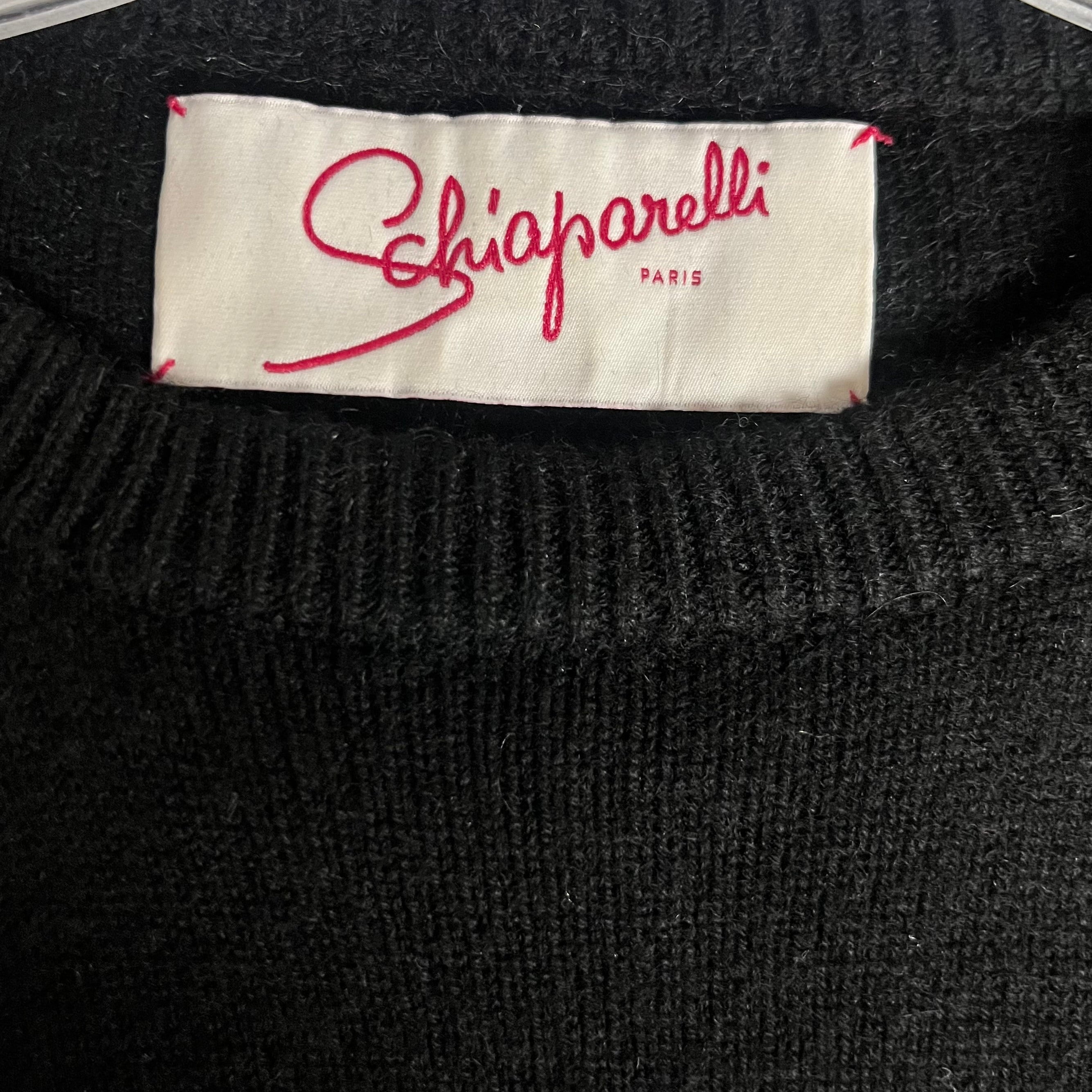 Schiaparelli black Man Ray Trust cashmere sweater with glasses design, size 42 (size 10)