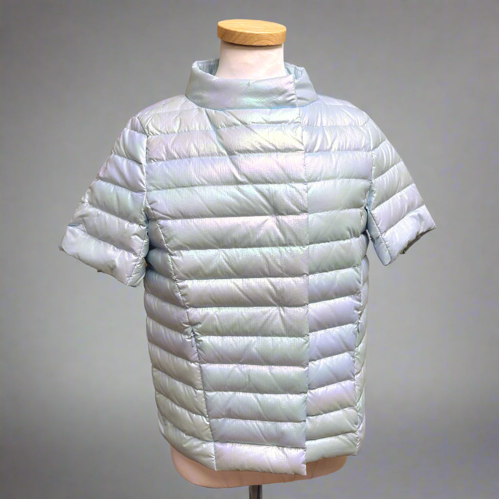 J. McLaughlin iridescent blue Amira puffer coat, size S, NEW WITH TAGS!