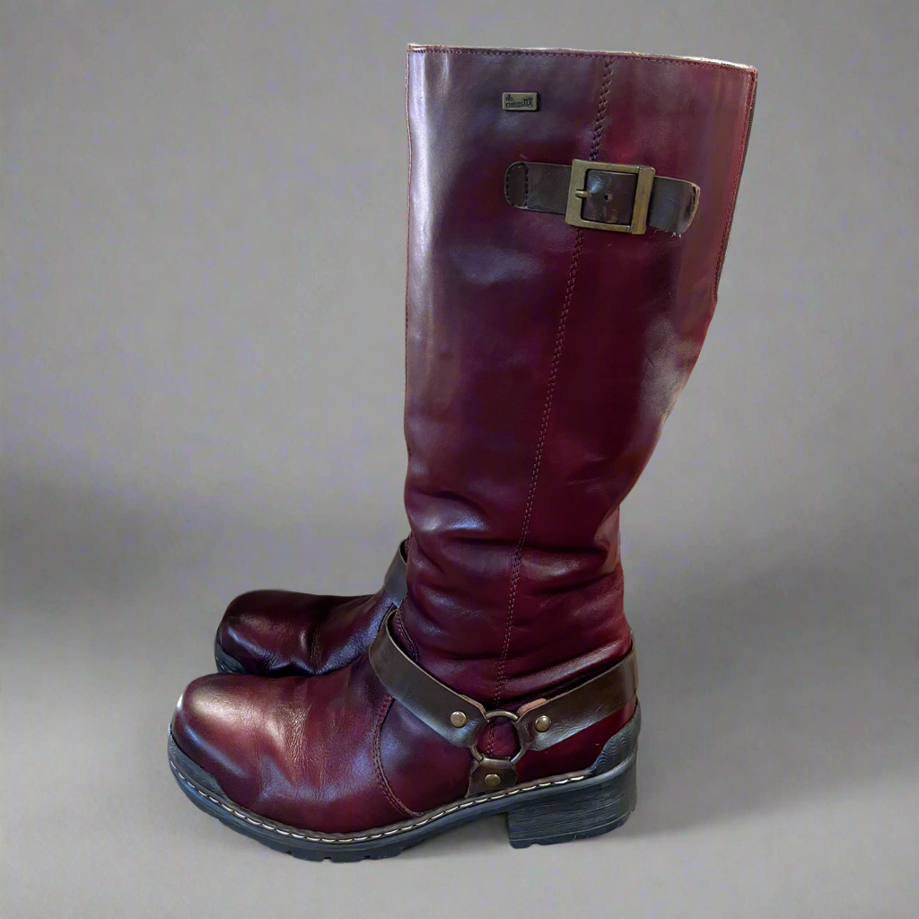 Rieker cordovan leather boots, size 9, LIKE NEW!