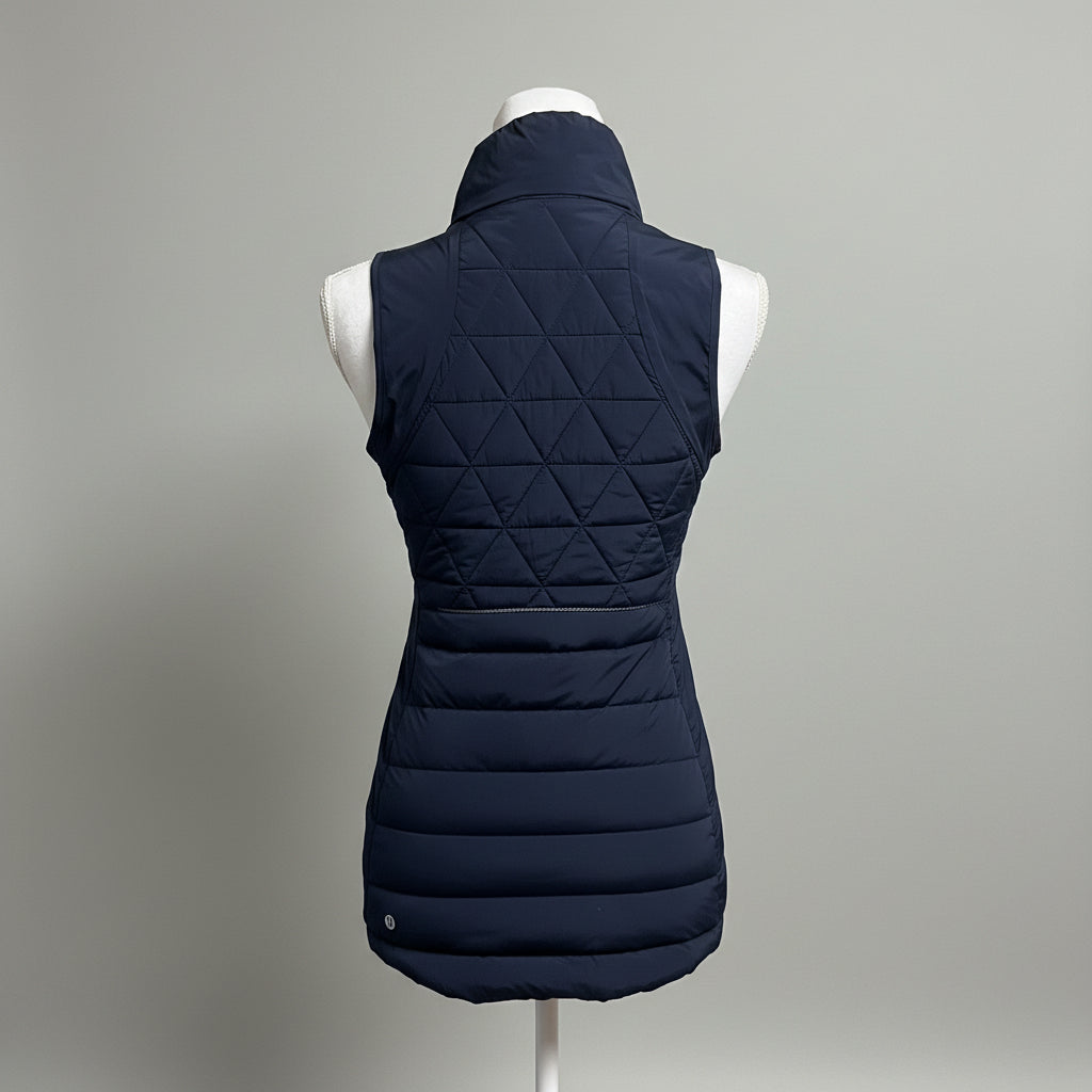 Lululemon navy Fluffed Up vest, size 4