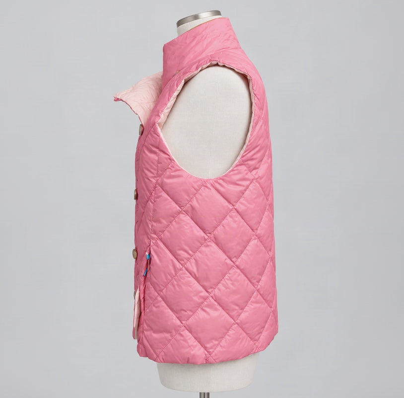 J. McLaughlin pink reversible Vivian puffer vest, size S, NEW WITH TAGS!