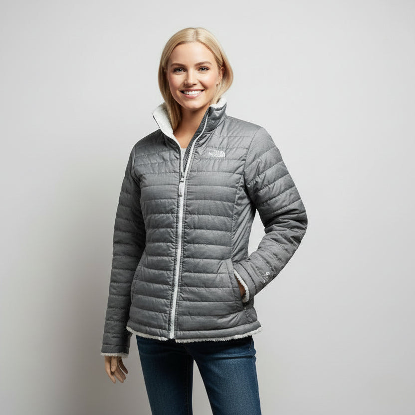 The North Face aqua and gray jacket, size Youth XL