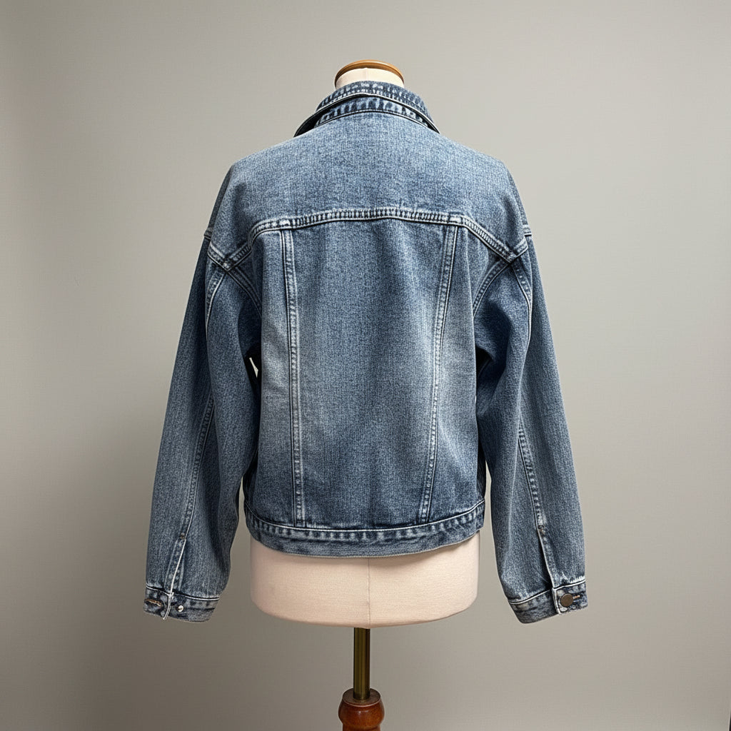 Veveret denim jacket with pearls, size S